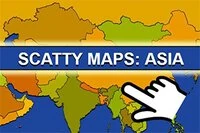Lärorikt spel för att lära sig Asiens geografi