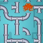 Illustration av ett rörsystem med två orangea bläckfiskar