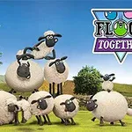 Flera animerade får är samlade på en grön äng under en blå himmel, med logotypen Flock Together i övre högra hörnet