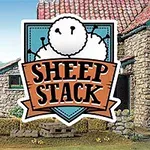 Får staplade på varandra bredvid ett stenhus med texten Sheep Stack i förgrunden