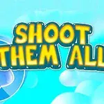 Texten Shoot Them All i stora, gula bokstäver mot en ljusblå bakgrund med molnliknande former