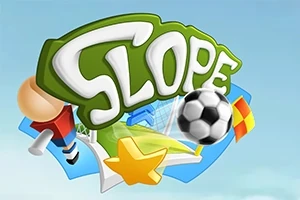 Ordet Slope i stora bokstäver med en fotboll, hockeyklubba, stjärna och domarflagga i en färgglad och tecknad stil