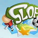 Ordet Slope i stora bokstäver med en fotboll, hockeyklubba, stjärna och domarflagga i en färgglad och tecknad stil