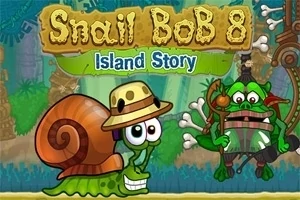 En tecknad snigel med en hatt står framför en skylt med text och en grön figur med stora ögon som håller en spegel