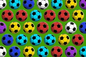 Färgglada fotbollar i olika mönster arrangerade i rader på en grön bakgrund