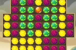 Ett rutnät med färgglada frukter som ser ut som druvor och citroner
