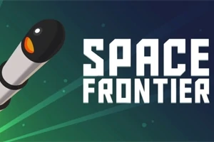 Raket mot rymdbakgrund med texten Space Frontier