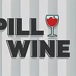 Texten SPILL WINE med en illustration av ett vinglas som ersätter bokstaven I i SPILL