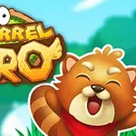 Tecknad röd panda med röd halsduk ler bredvid en färgglad titel med skogsbakgrund