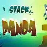 Tecknad panda hoppar ovanpå staplade block mot en grön bakgrund med texten Stack Panda