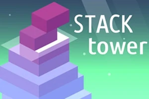 Minimalistisk illustration av en stapel med färgglada block mot en grön bakgrund, med texten STACK tower