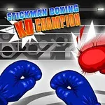 En tecknad bild av en stiliserad boxare som träffas av en röd handske i en boxningsring med blå handskar i förgrunden och färgglad text på toppen