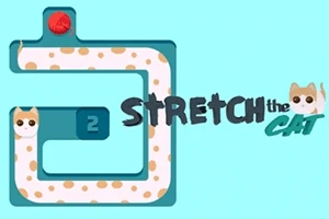 Tecknad katt i labyrint med texten Stretch the Cat