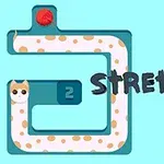Tecknad katt i labyrint med texten Stretch the Cat