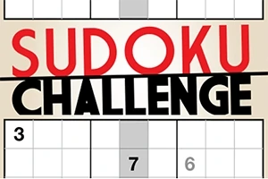 Texten Sudoku Challenge ovanför en delvis ifylld sudoku-tavla med siffror