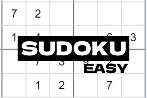 Ett sudokupussel med texten Sudoku Easy i svart och vitt