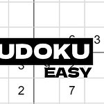 Ett sudokupussel med texten Sudoku Easy i svart och vitt