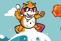Surfa genom det farliga havet som en katt, samla snäckor och undvik stenar