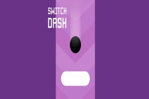 Svart boll ovanför vitt hinder på en lila bakgrund med texten Switch Dash