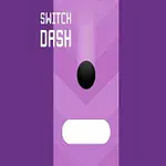 Svart boll ovanför vitt hinder på en lila bakgrund med texten Switch Dash