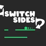 Vit text som säger SWITCH SIDES med gröna och vita pilar samt linjer och cirklar på en svart bakgrund