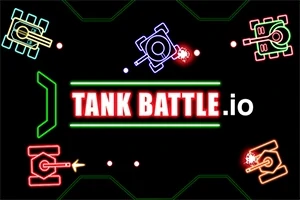 Färgglada neontecknade stridsvagnar runt texten TANK BATTLE