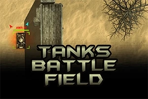 En tank vid sidan av en sandig väg med texten Tanks Battle Field i förgrunden