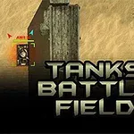 En tank vid sidan av en sandig väg med texten Tanks Battle Field i förgrunden