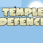 Texten Temple Defence i stora blockbokstäver mot en ljusblå himmel med solen i bakgrunden