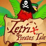 Piratpapegoja med pirathatt framför palmblad och text på ett pergament