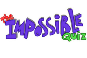 Texten The Impossible Quiz i färgglada bokstäver på en vit bakgrund