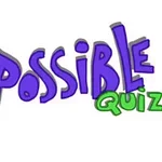 Texten The Impossible Quiz i färgglada bokstäver på en vit bakgrund