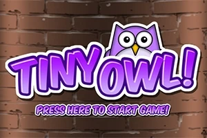 Lila tecknad uggla med texten Tiny Owl!