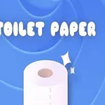 En tecknad toalettpappersrulle mot en blå bakgrund med texten Toilet Paper
