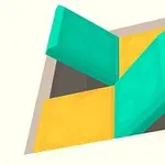 Två gröna och två gula 3D-block som bildar ett schackmönster och skapar en illusion av ett hål i marken