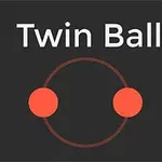 Två röda cirklar förbundna av en ring med texten Twin Ball ovanför på en mörk bakgrund