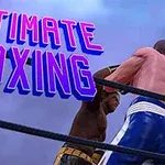 Två boxare i en boxningsring med texten Ultimate Boxing i stora bokstäver