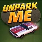 Titeln Unpark Me i stora gula bokstäver ovanför en vit bil med röd rand mot en grön bakgrund