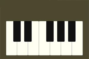 En illustration av ett brunt piano med svarta och vita tangenter