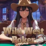 En tecknad kvinna i cowboyhatt sitter vid ett pokerbord i en salong omgiven av andra spelare