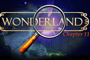 Förstoringsglas över texten Wonderland Chapter 11 mot en dunkel bakgrund
