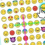 Ett rutnät med olika emojis visar ett spelbräde där en handpekare markerar en rad av glada ansikten