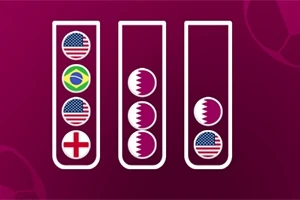 Tre provrör skiljs åt med flaggor från flera länder inklusive USA, Brasilien, Qatar och England, mot en mörklila bakgrund