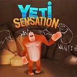 En tecknad Yeti står i en grotta med klotter på väggarna och texten Yeti Sensation ovanför honom