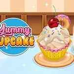 En illustration av en färgglad cupcake med grädde, strössel och ett körsbär bredvid en regnbågsfärgad dryck