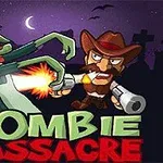 En cowboy skjuter en zombie i en tecknad nattlig scen med gravstenar i bakgrunden