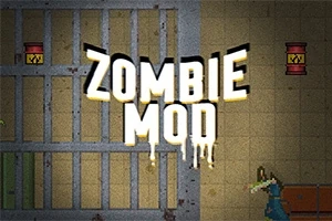 Texten Zombie Mod framför en bakgrund av en fängelsecell och en zombiefigur